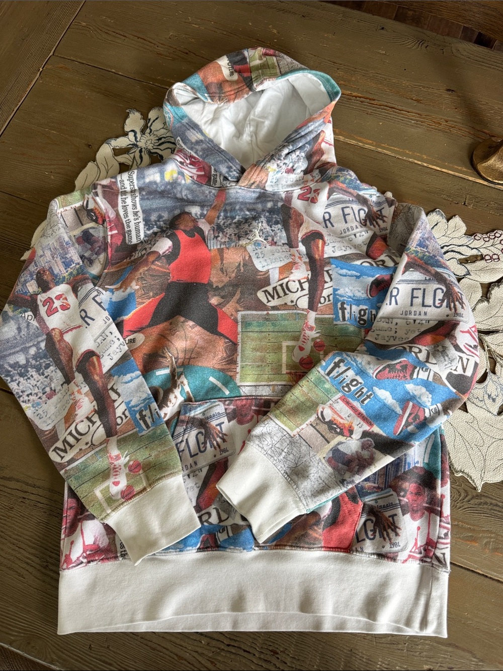 JORDAN All-Over Print Multi-Color Graphic Hoodie - BOYS LARGE 12/13
